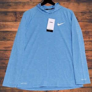 Nike Swim Mens Small Royal Heather Blue Long Sleeve Hydroguard Hooded T-Shirt